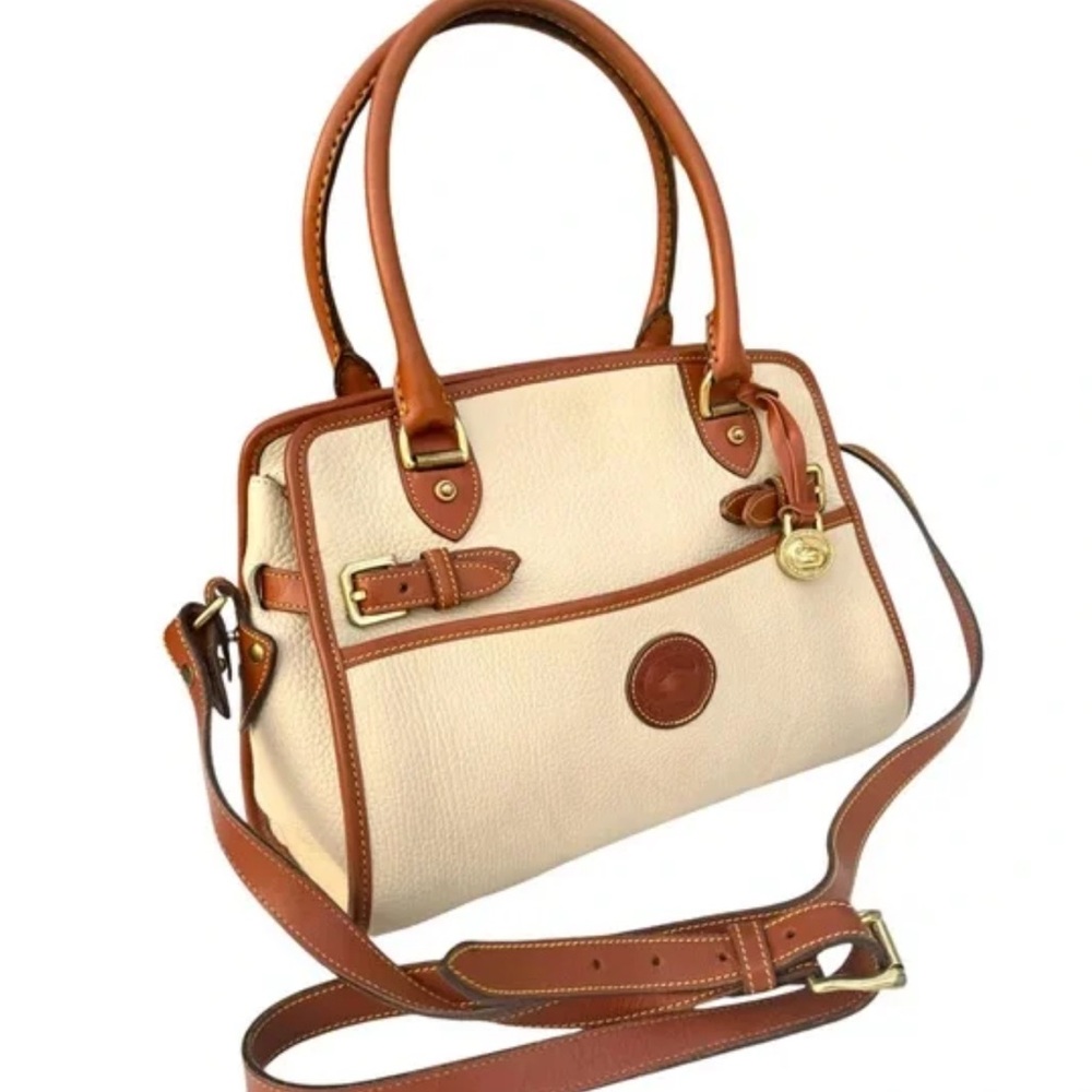Dooney & Bourke Vintage All Weather Vachetta Leather Cream Satchel crossbody Bag